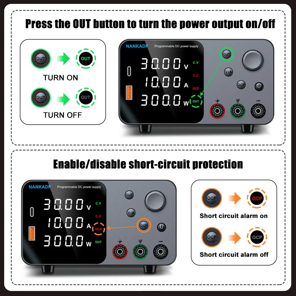 NANKADF DC Lab Power Supply 30V 60V Adjustable Voltage Regulator Preset Voltage Current Dual Input Voltage 220V/110V by MVEnergo